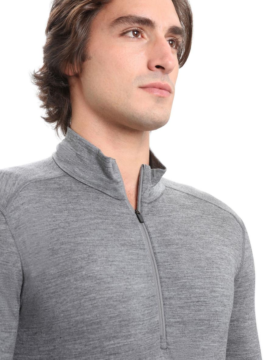 Base Layers Icebreaker Merino 200 Oasis Long Sleeve Half Zip Thermal Top Homme Grise | FR 1360ILHS